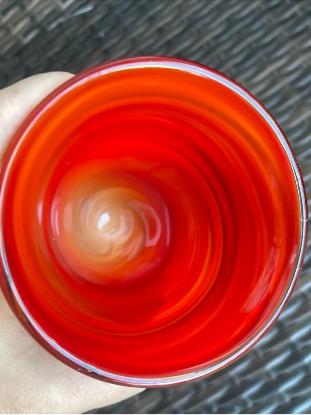 Single Pier 1 Red Twist 8” Water Wine Goblet 8oz Handblown Glass Swirled One